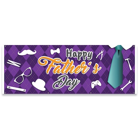 Signmission Happy Fathers Day Banner Concession Stand Food Truck Single Sided B-96-30084